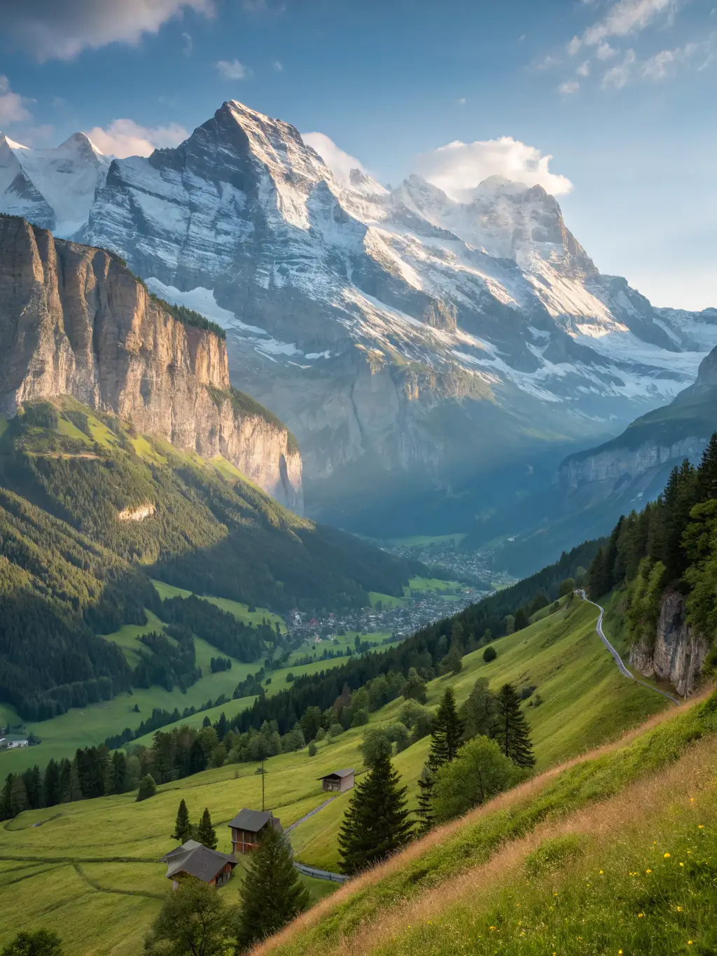 A panoramic view of the Swiss Alps from a private helicopter, showcasing the breathtaking scenery and adrenaline-pumping activities available in the Skybound edition.